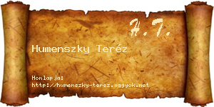 Humenszky Teréz névjegykártya