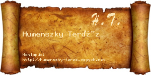 Humenszky Teréz névjegykártya